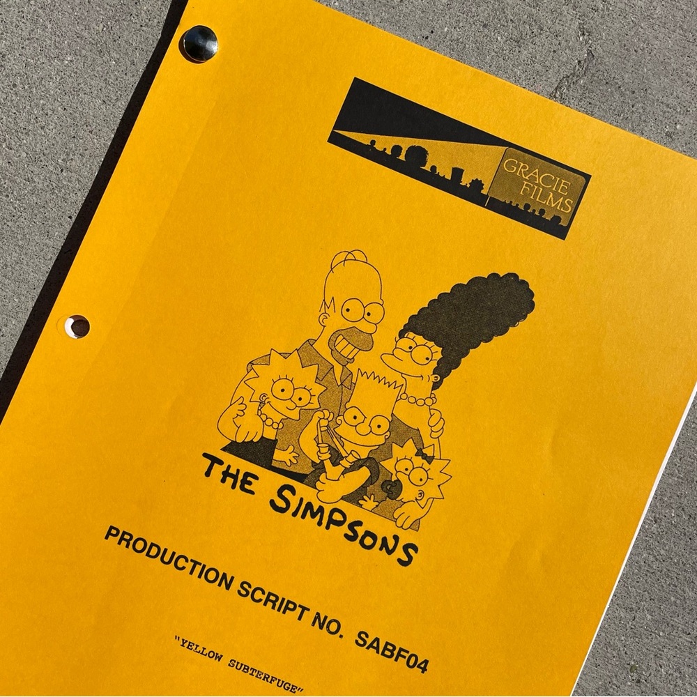 The Simpsons 2013 Yellow Subterfuge SEASON 25 Production Used Table Draft Script